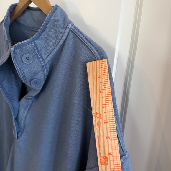 Aerie Cozy Hoodie Womens Large Dusty Blue Partial Button Oversized Boho Pockets - Picture 9 of 11